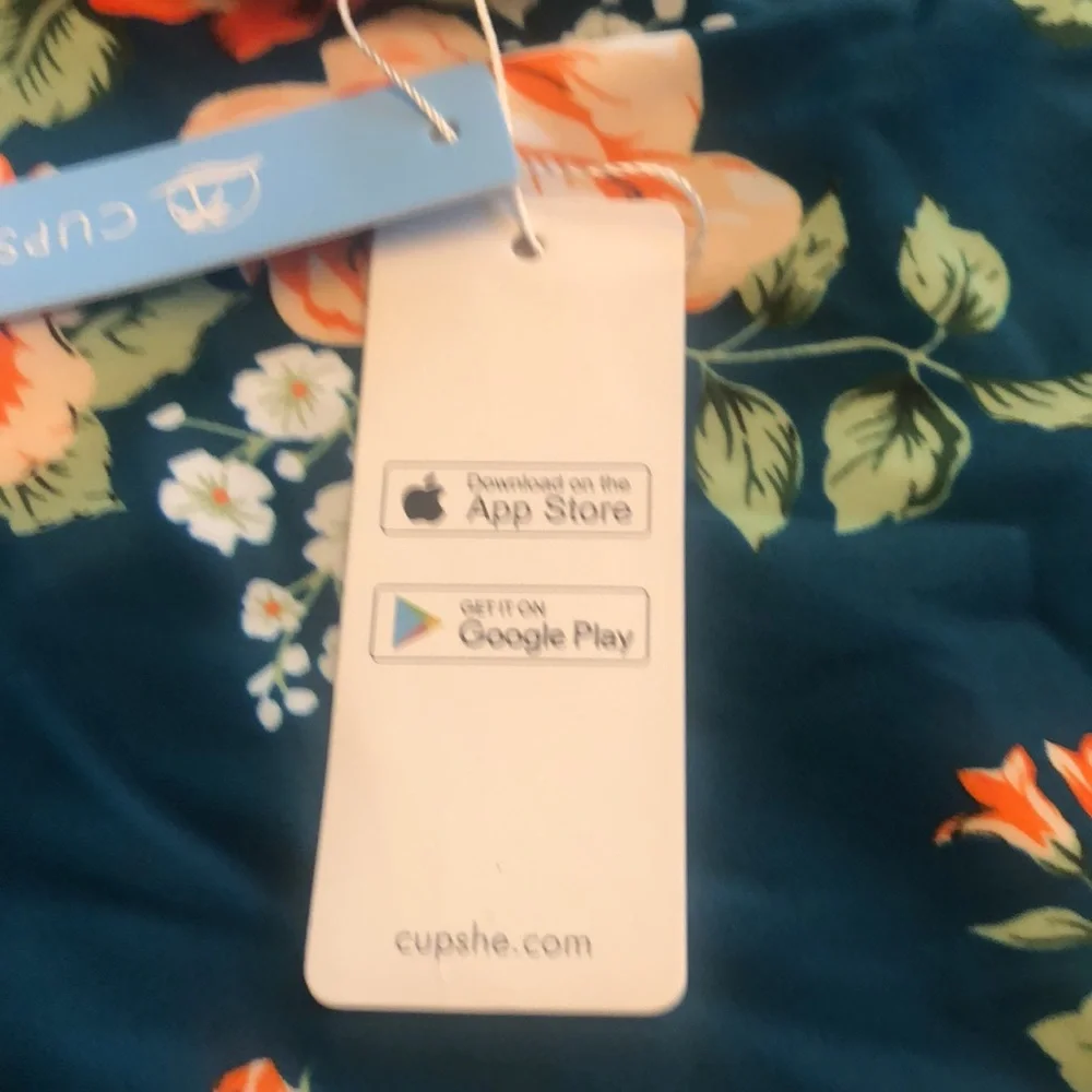 Cupshe Floral Bikini in Teal and Orange - Picture 6 of 7